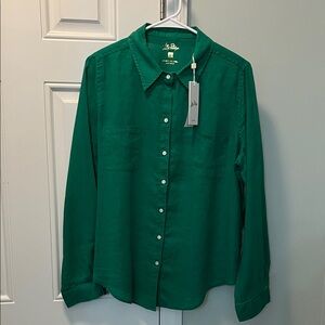 Lilly Pulitzer Linen Sea View Button Down Top